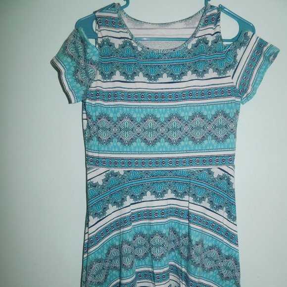 Children's Place Cold Shoulder Aqua Blue Dress, Girls Size 16